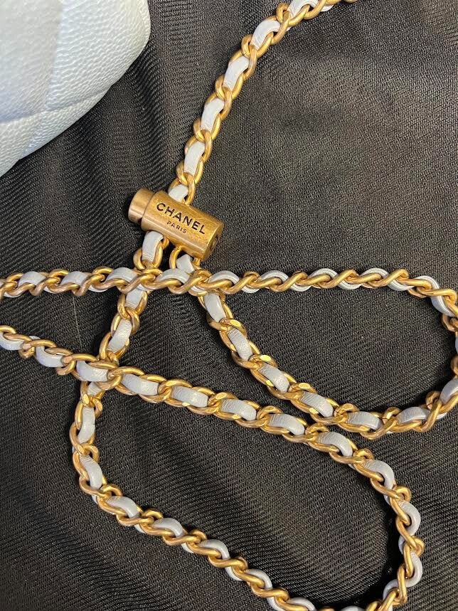 Chanel MY Perfect Camera Bag Mini Blue Iridescent W Gold Adjustable Chain Strap (view 9)