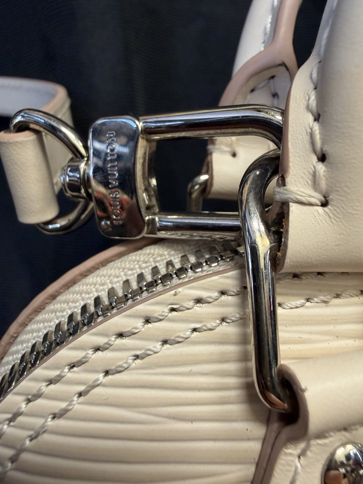 Louis Vuitton Nano Alma Epi Leather Quartz (Cream/Beige) Crossbody Handbag (view 14)