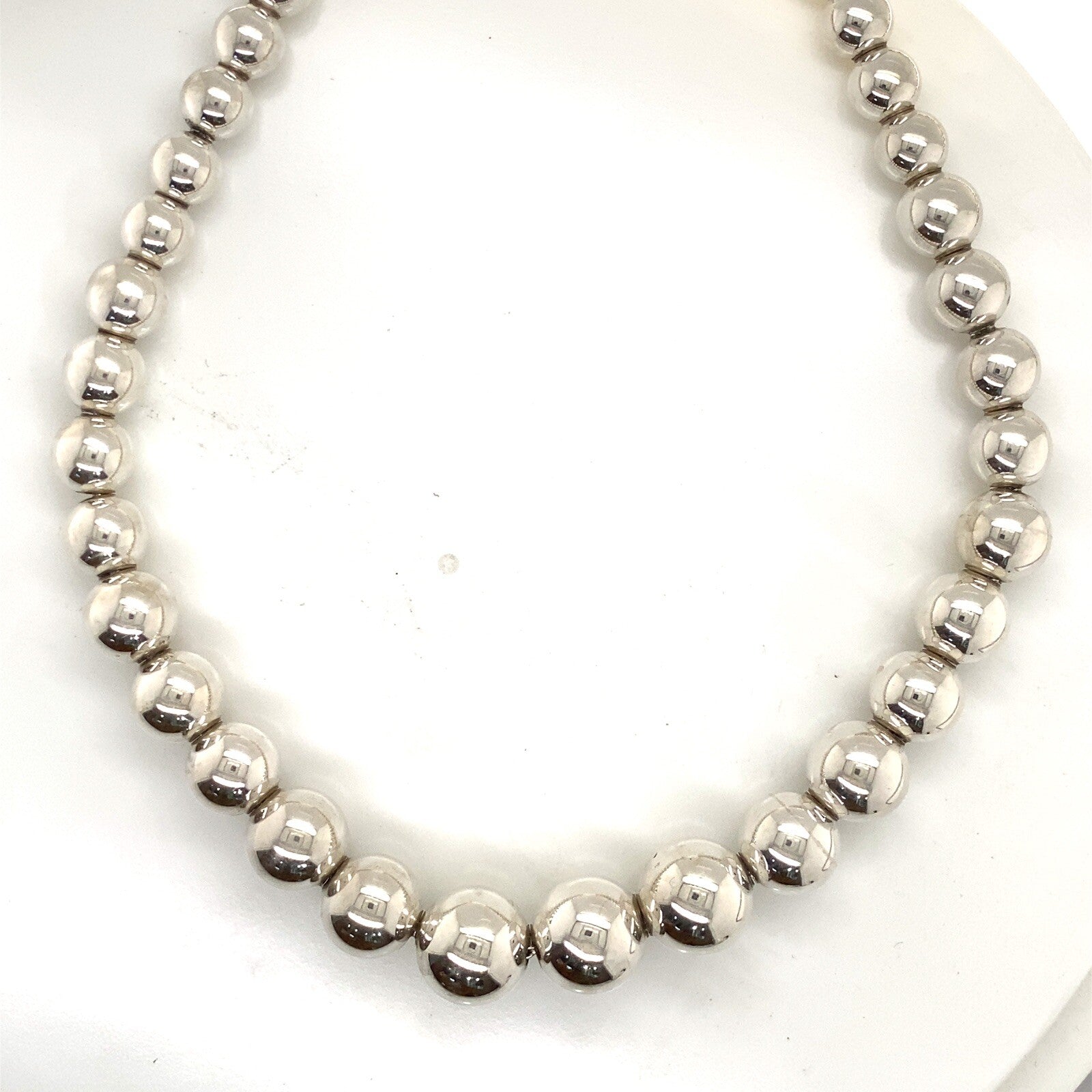 Tiffany & Co. Sterling Silver Graduating Bead Ball Necklace 16" — Certified Authentic | San Diego Jewelry Buyers