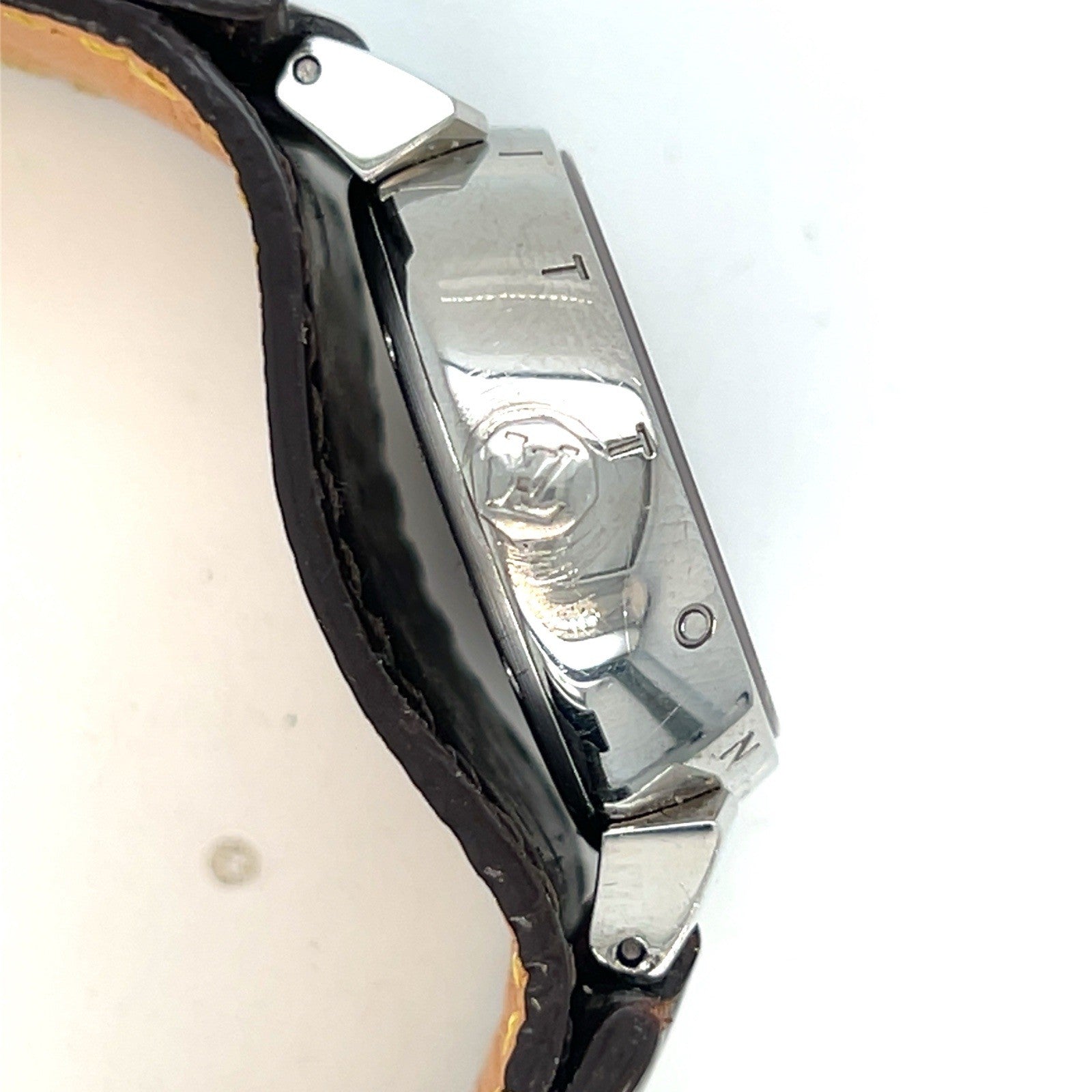Louis Vuitton Tambour Watch Brown Stainless Steel Leather 28mm Q1211 (view 14)