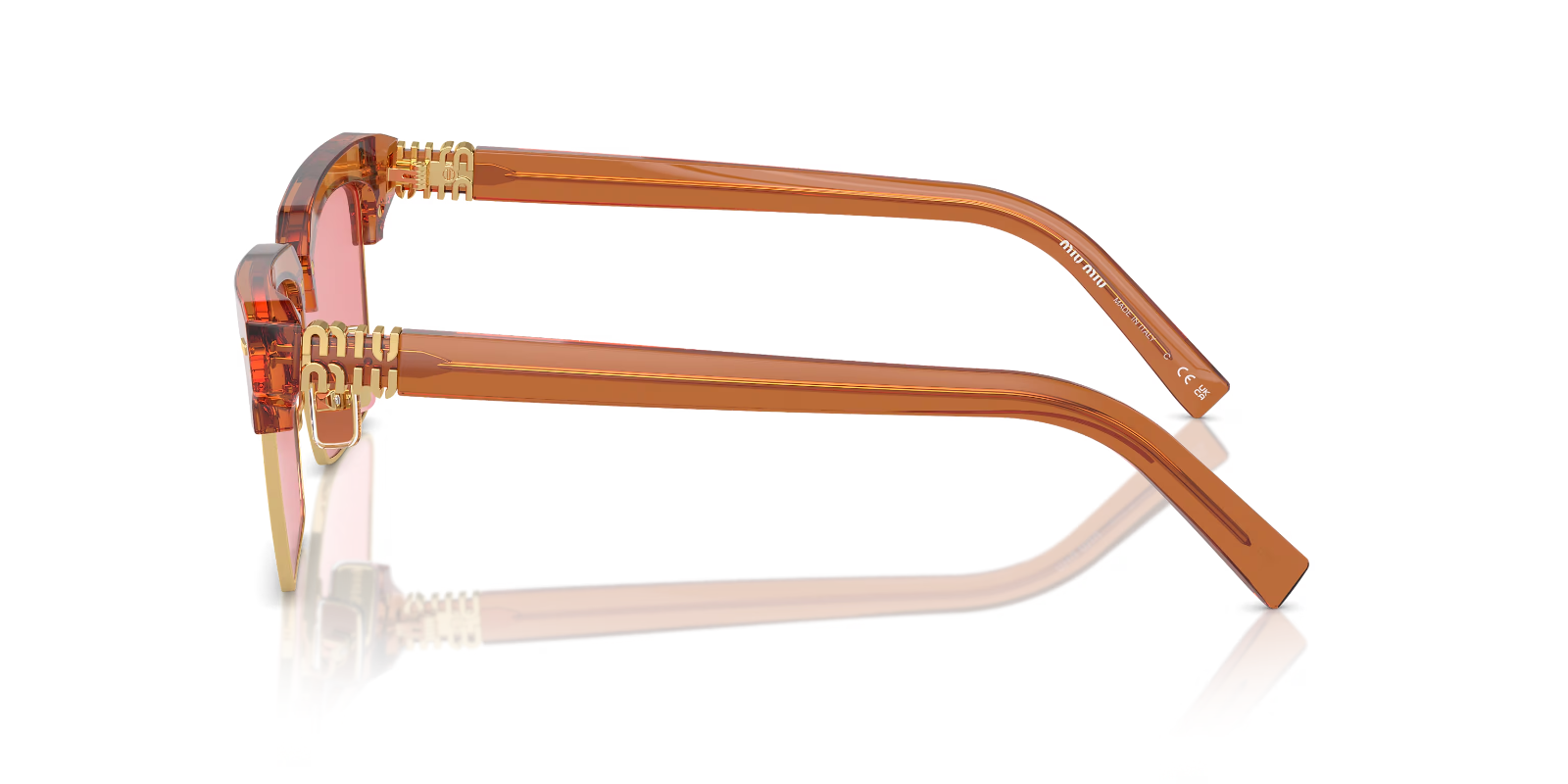 miu miu sunglasses MU 10ZS 15T1D0 54-17 Caramel Transparent Pink — view 3