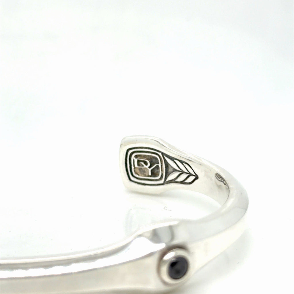 David Yurman Anvil Cuff Bracelet Sterling Silver Black Diamond Size Medium — view 13