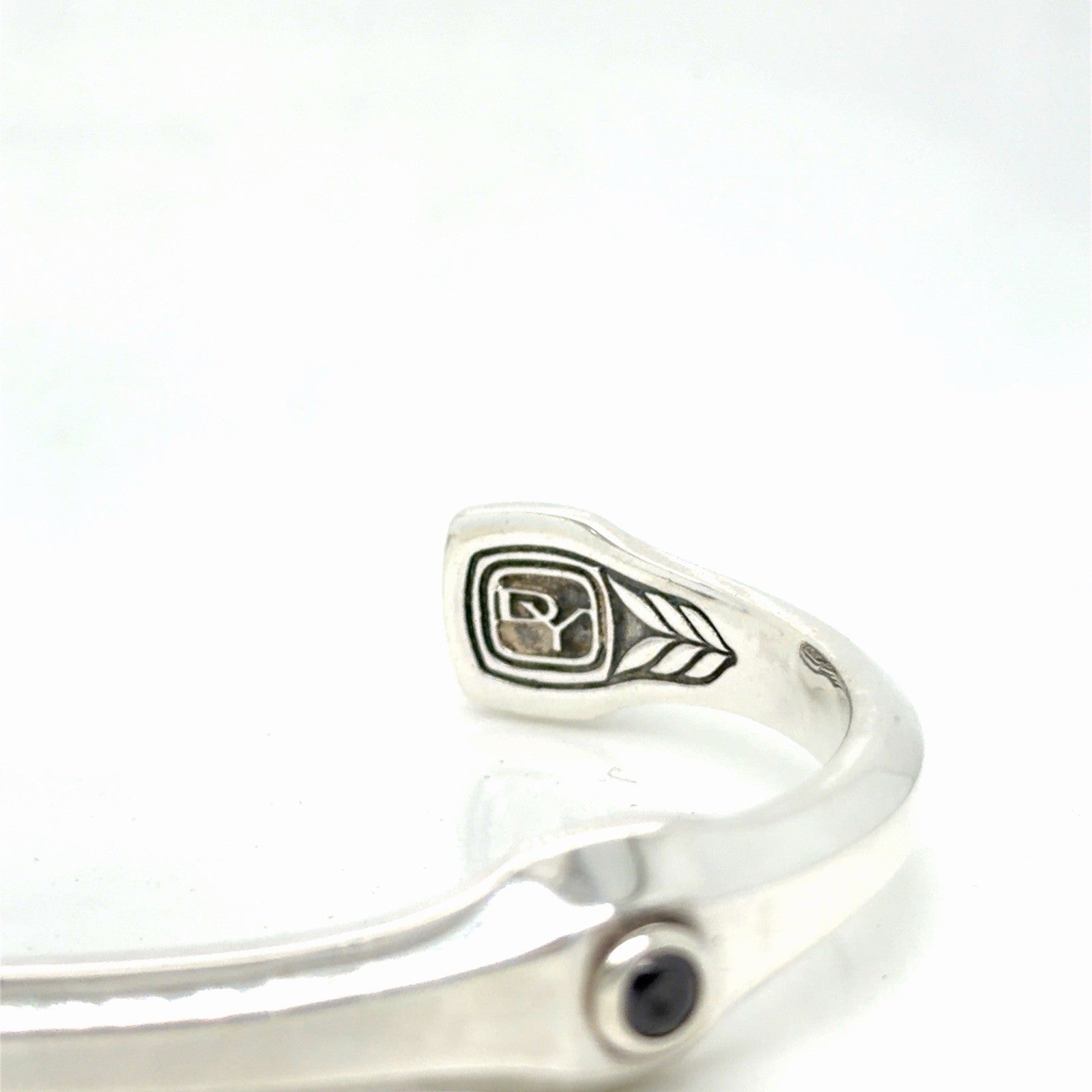 David Yurman Anvil Cuff Bracelet Sterling Silver Black Diamond Size Medium — view 13