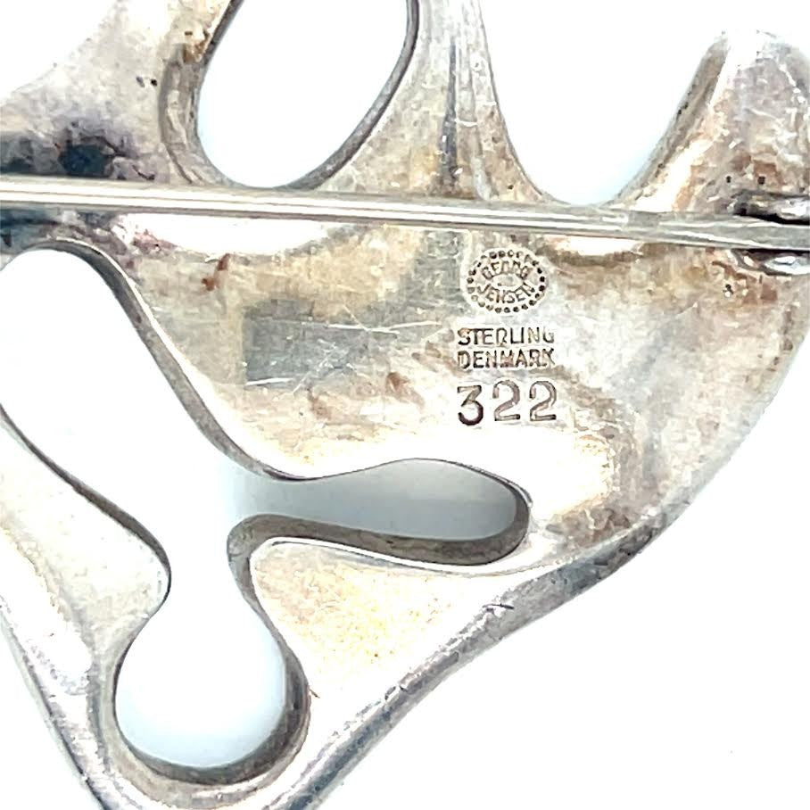 GEORG JENSEN AMOEBA BROOCH STERLING SILVER 925 VINTAGE DENMARK 322 STAMP — view 11