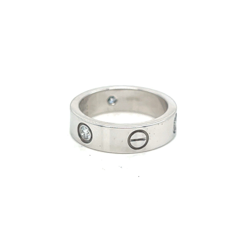 Cartier Love Ring Classic 5.5mm 3 Diamonds 0.23tcw 18K White Gold Size 55 (7.5) — view 3