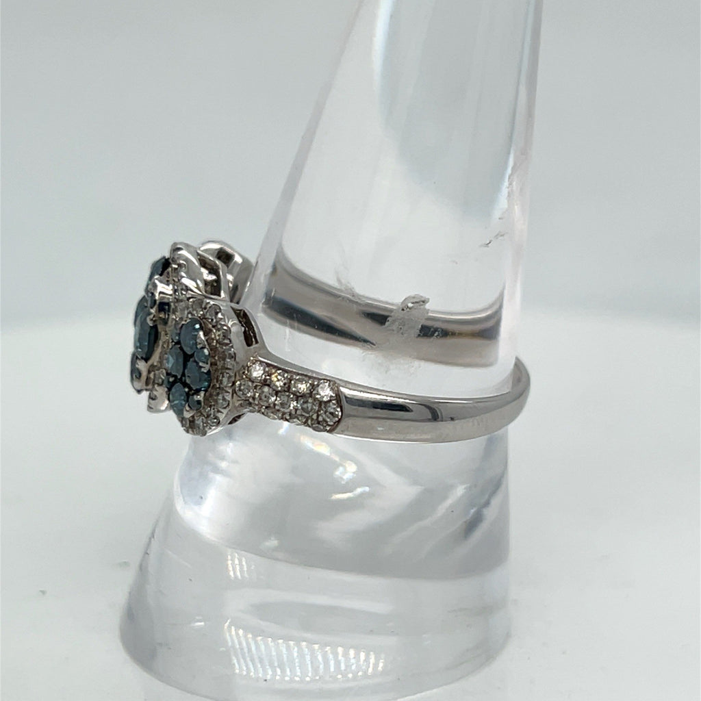 Effy 14K Solid White Gold Blue & White Diamond Ring Size 9 (view 8)