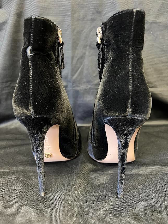 Gianni Renzi Couture Black Velvet Pointed Toe Pumps/ankle Boots 4in Heel 37.5 (view 2)