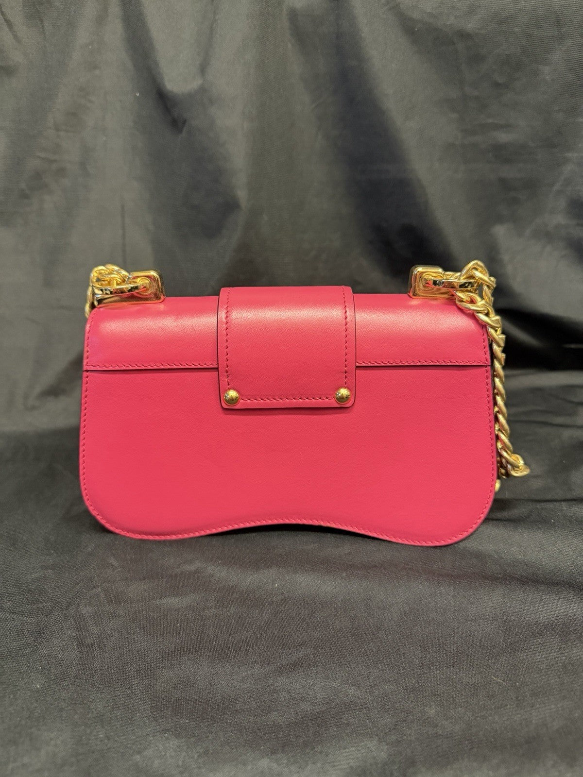 Prada Sidonie Calfskin Handbag Pink and Gold Chain Strap — view 3