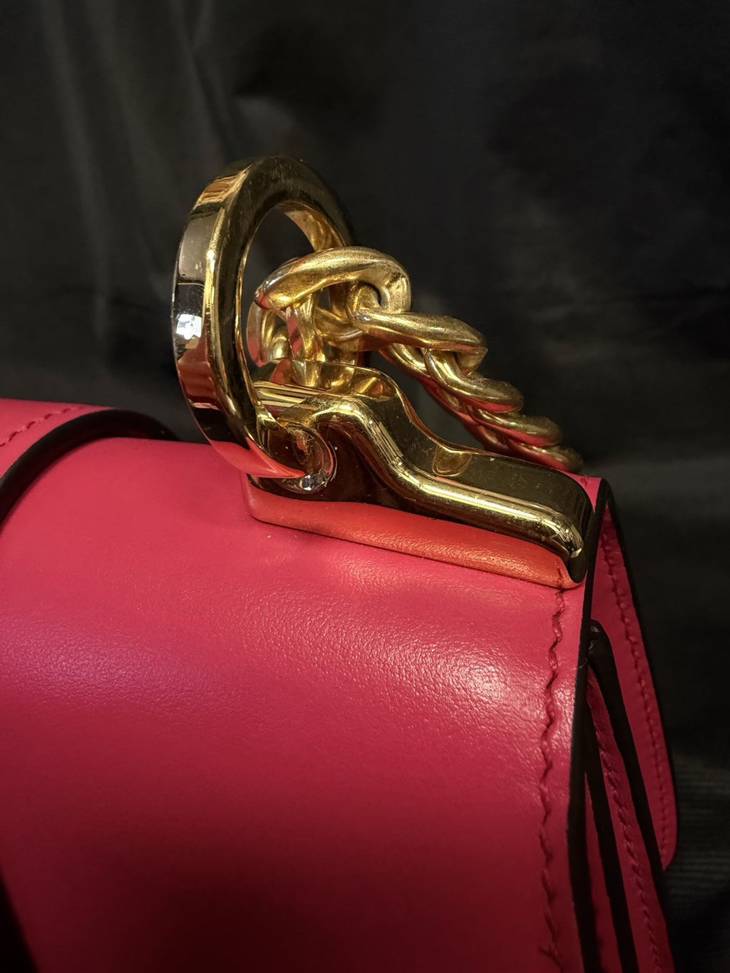 Prada Sidonie Calfskin Handbag Pink and Gold Chain Strap — view 12