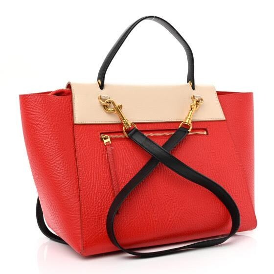 CELINE ELEPHANT CALFSKIN MINI TRI-COLOR BELT BAG VERMILLION W REMOVABLE STRAP — view 2