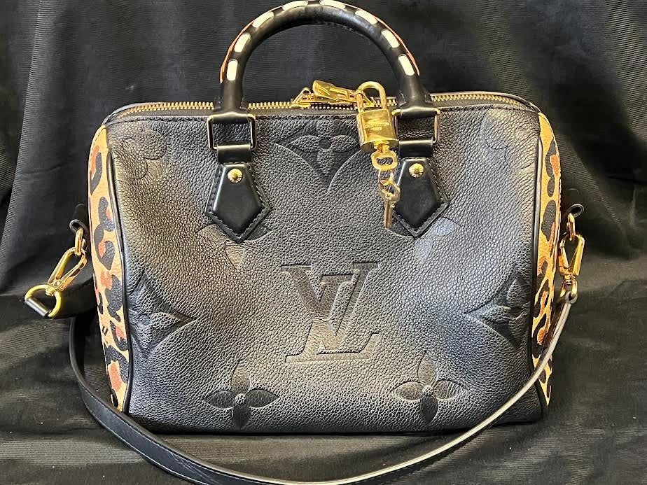 LOUIS VUITTON BLACK MONOGRAM WILD AT HEART SPEEDY 25 BANDOULIERE LEATHER W LOCK — Certified Authentic | San Diego Jewelry Buy