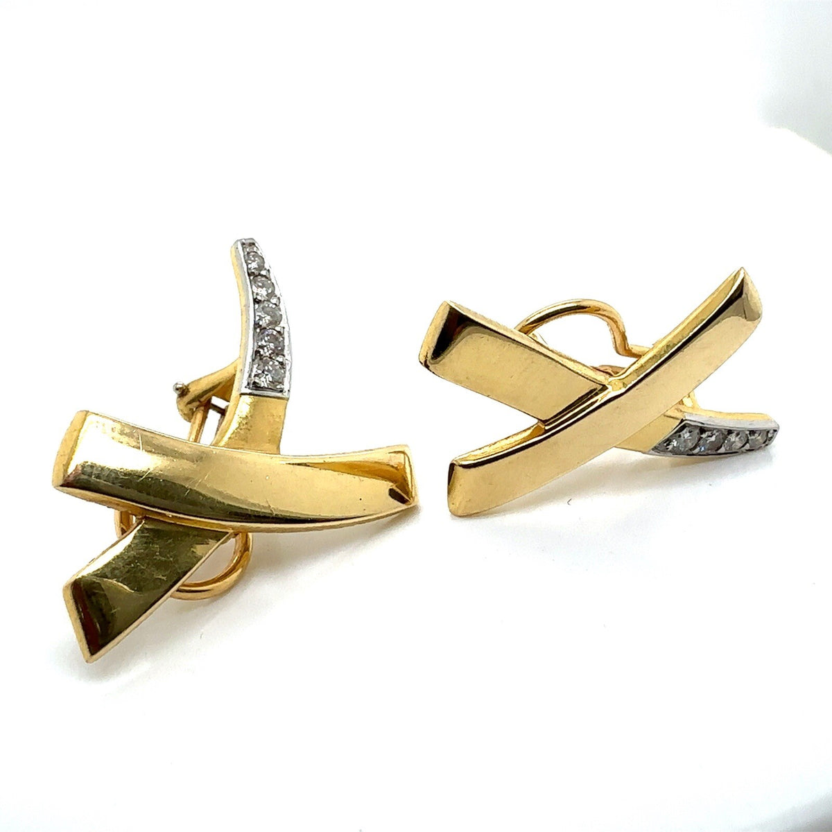 Tiffany & Co. 18k Yellow Gold Platinum & Diamonds Paloma Picasso Kiss Earrings (view 2)
