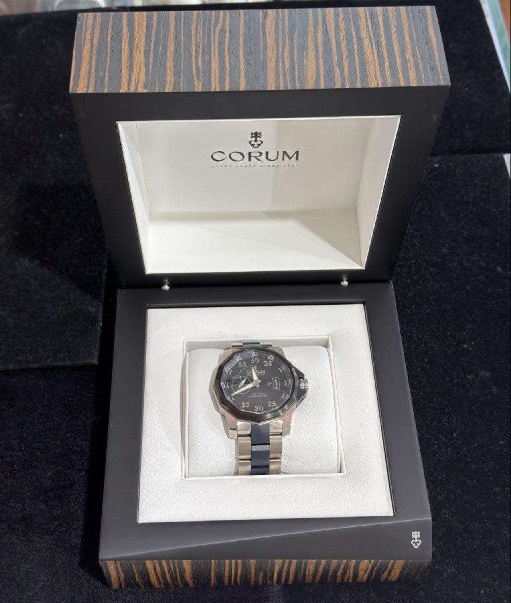 Corum Admiral's Cup Chronograph Challenger 48mm Stainless Steel Black, Blue (view 1)