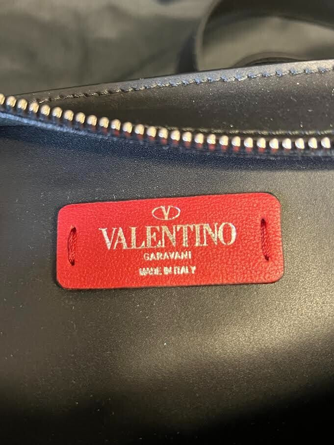 Valentino Garavani Calfskin Vltn Belt Bag Black White Lettering Adjustable Strap (view 12)