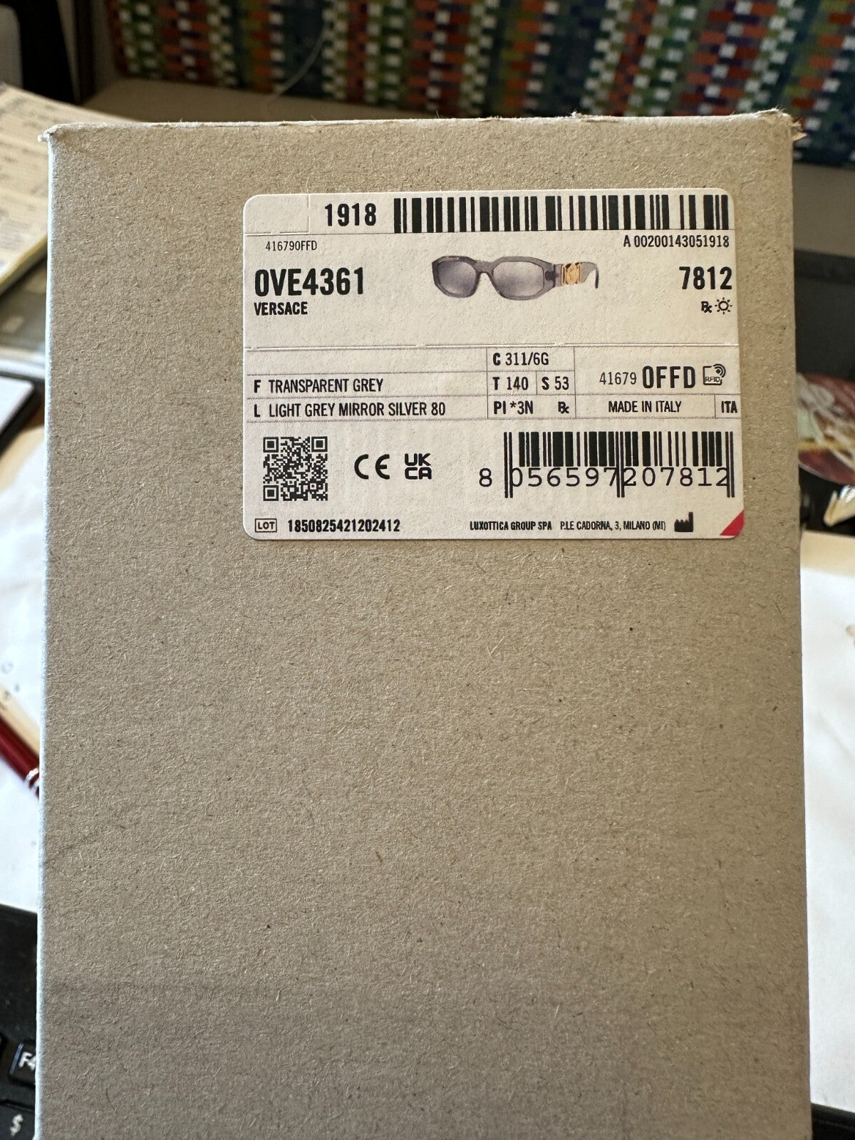 New Versace VE4361 Medusa Biggie Transparent Grey Light Grey Mirror Silver 80 — view 4