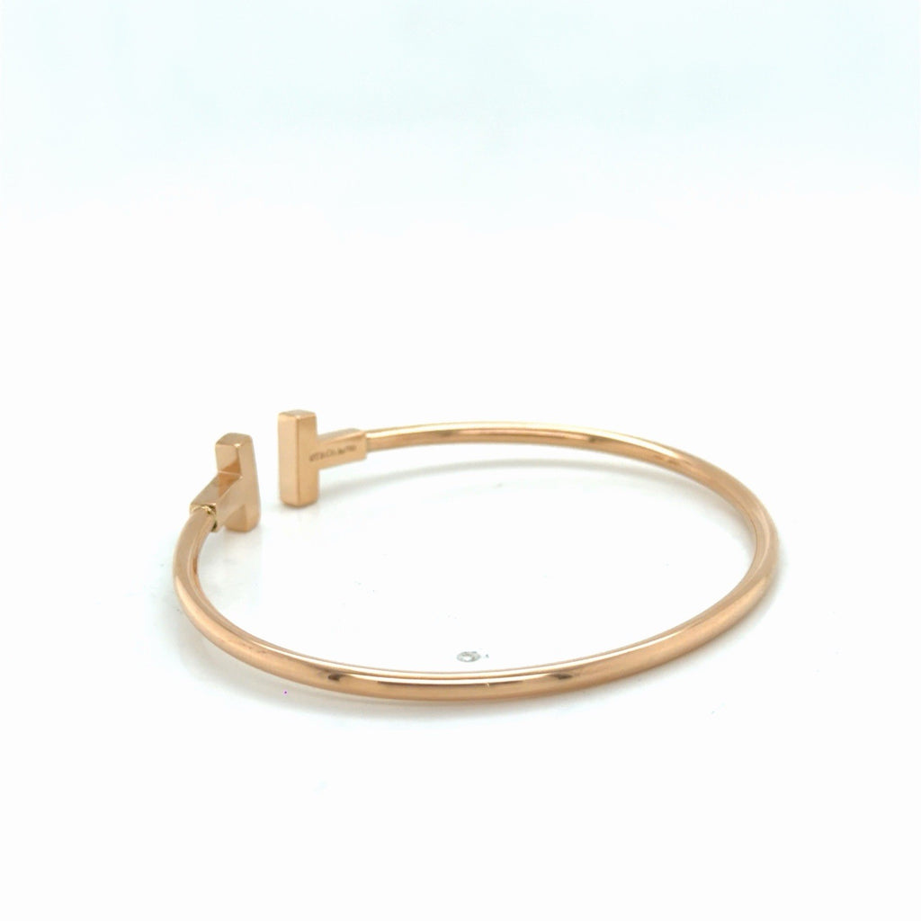 Tiffany & Co. T Wire Bracelet 18k Rose Gold Size Medium 6.25 in (view 9)