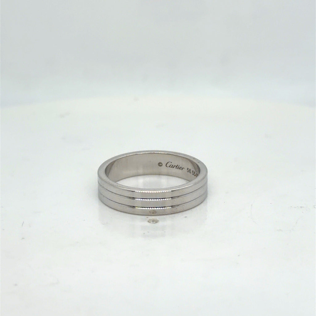 Cartier Vendome Louis Wedding Band Ring 18k White Gold Au 750 Size 56 (US 7.5) (view 7)