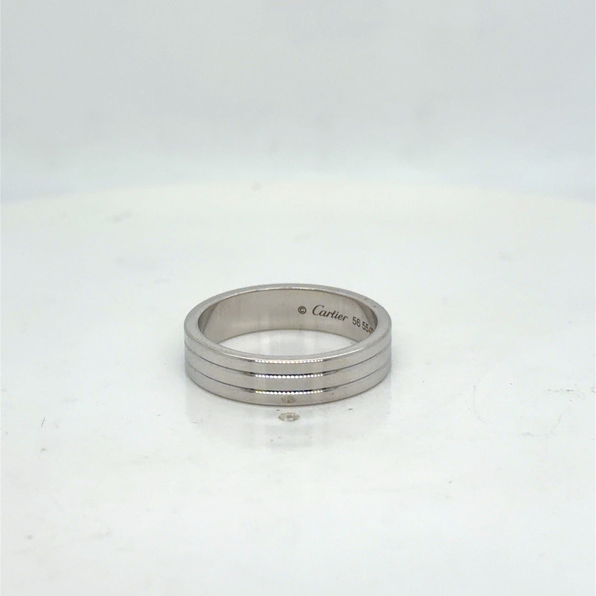 Cartier Vendome Louis Wedding Band Ring 18k White Gold Au 750 Size 56 (US 7.5) (view 7)