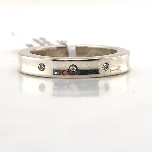 0.05tcw Tiffany & Co. Sterling Silver 3 Diamond 4mm Band Ring Size 5 — Certified Authentic | San Diego Jewelry Buyers