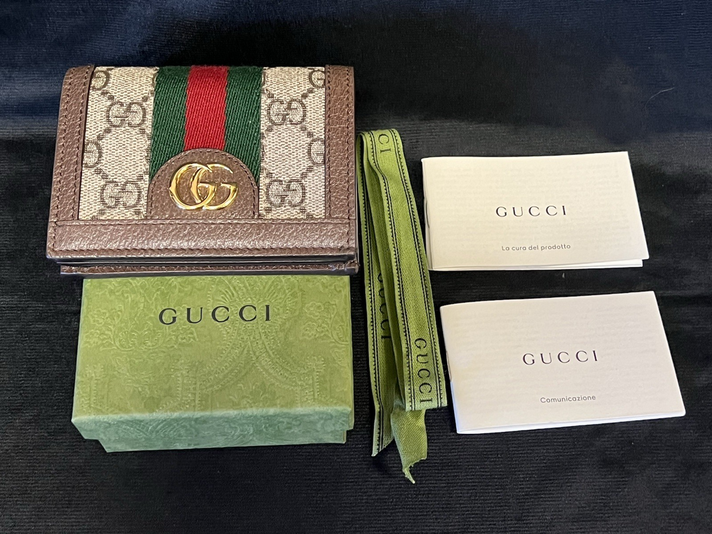 GUCCI OPHIDIA GG SUPREME CANVAS AND LEATHER COMPACT WALLET14