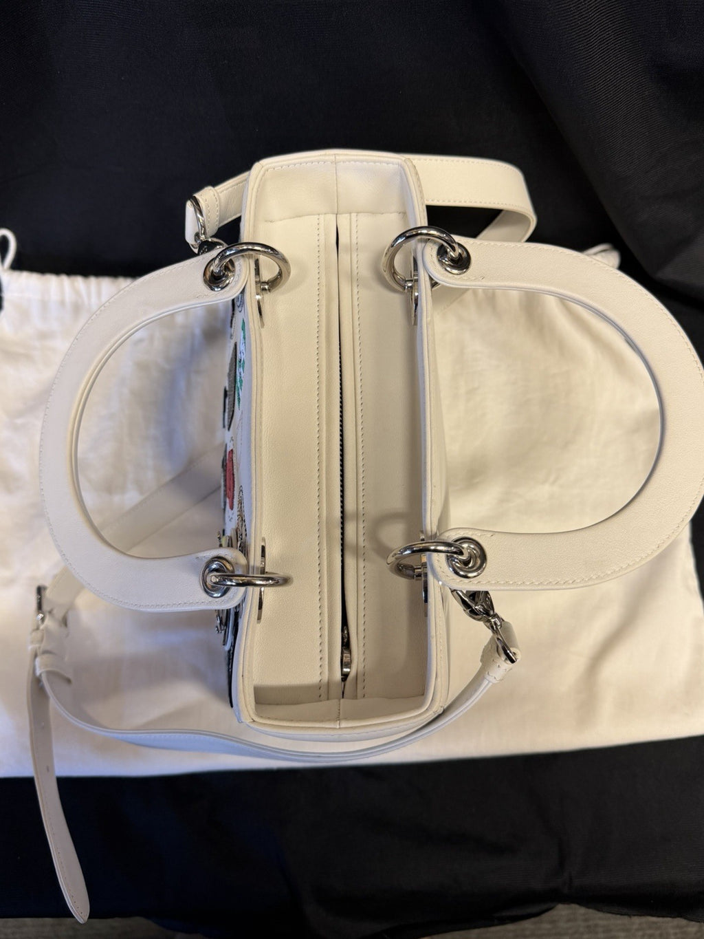 Christian Dior Medium Patch Lady Dior Bag White Calfskin Leather — view 7