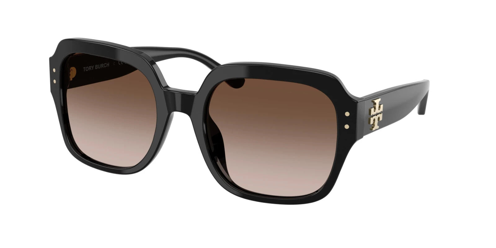 TY7143U TORY BURCH SQUARE SUNGLASSES BLACK FRAME DARK BROWN GRADIENT LENS 140MM — Certified Authentic | San Diego Jewelry Buy