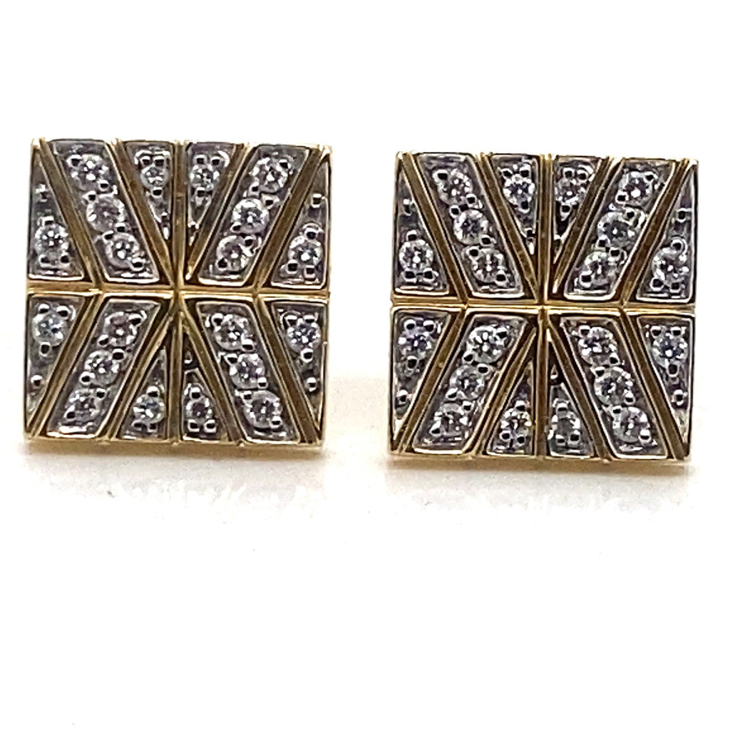 John Hardy 18k Yellow Gold Diamond Modern Chain Square Stud Earrings (view 1)