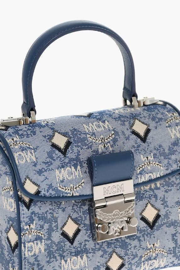 Mcm Small Monogram Jaquard Tracy Crossbody Bag Blue W Removable Adjustable Strap (view 3)