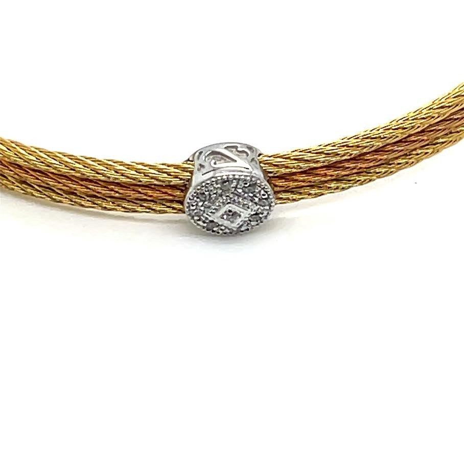 Alor Single Round Classic Stackable Bracelet 6.5 in Stainless Steel, 14K Gold (view 6)