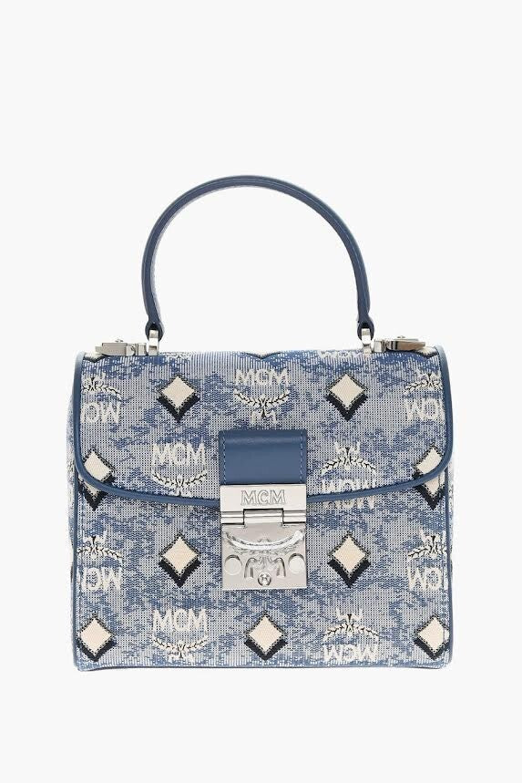 Mcm Small Monogram Jaquard Tracy Crossbody Bag Blue W Removable Adjustable Strap (view 1)