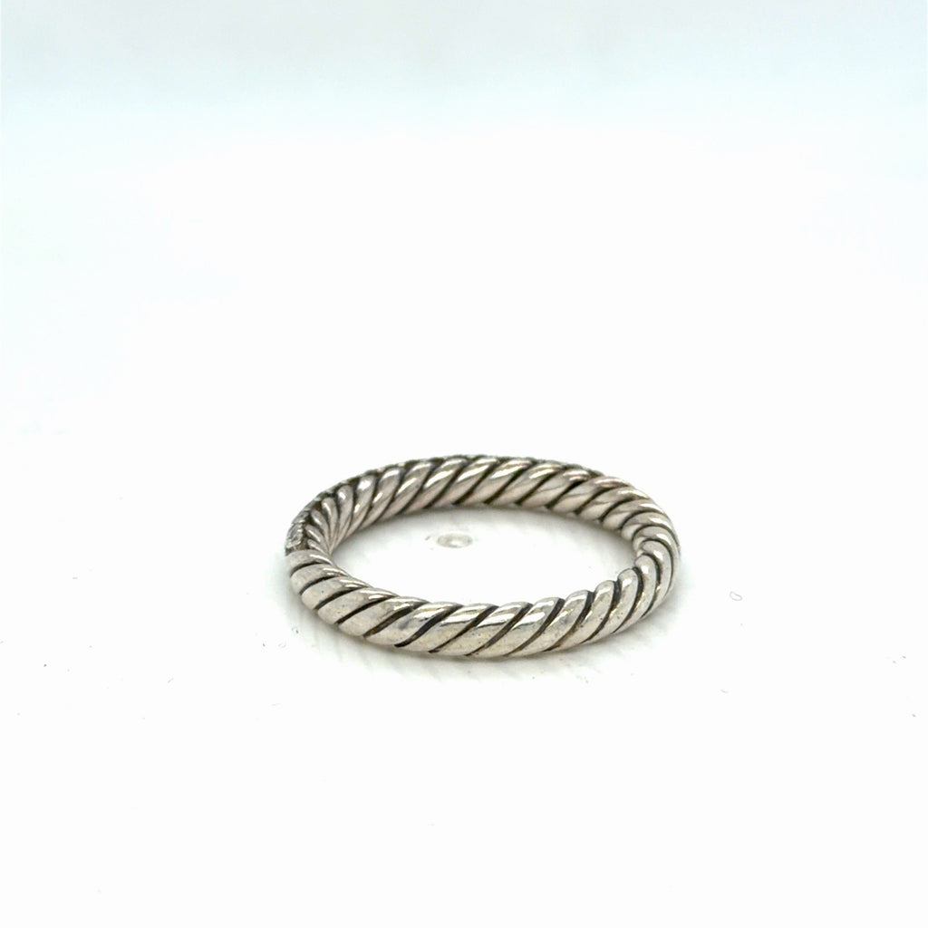 David Yurman Petite Pave Ring Sterling Silver 0.39ctwa Diamonds 3mm Size 6.75 — view 5
