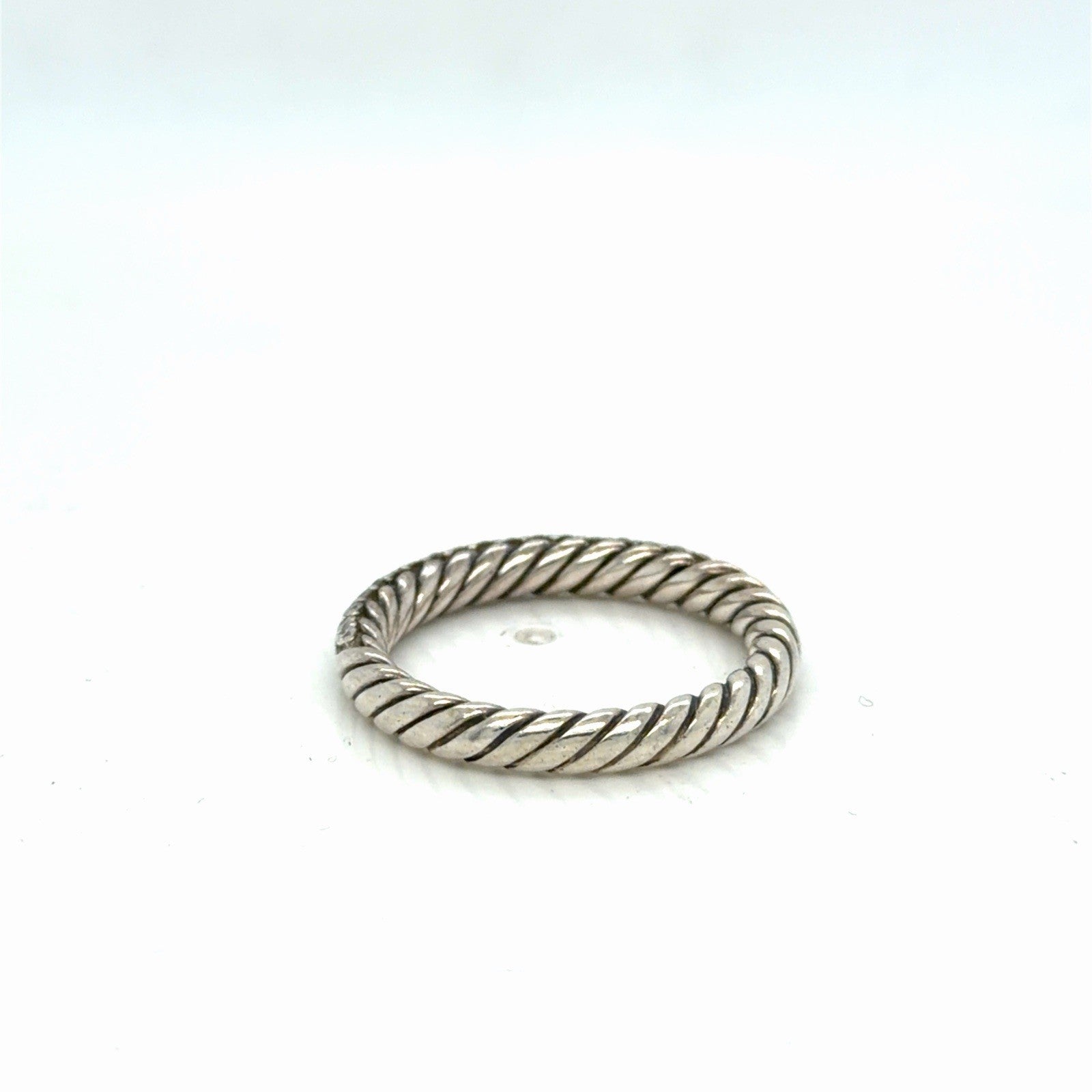 David Yurman Petite Pave Ring Sterling Silver 0.39ctwa Diamonds 3mm Size 6.75 — view 5