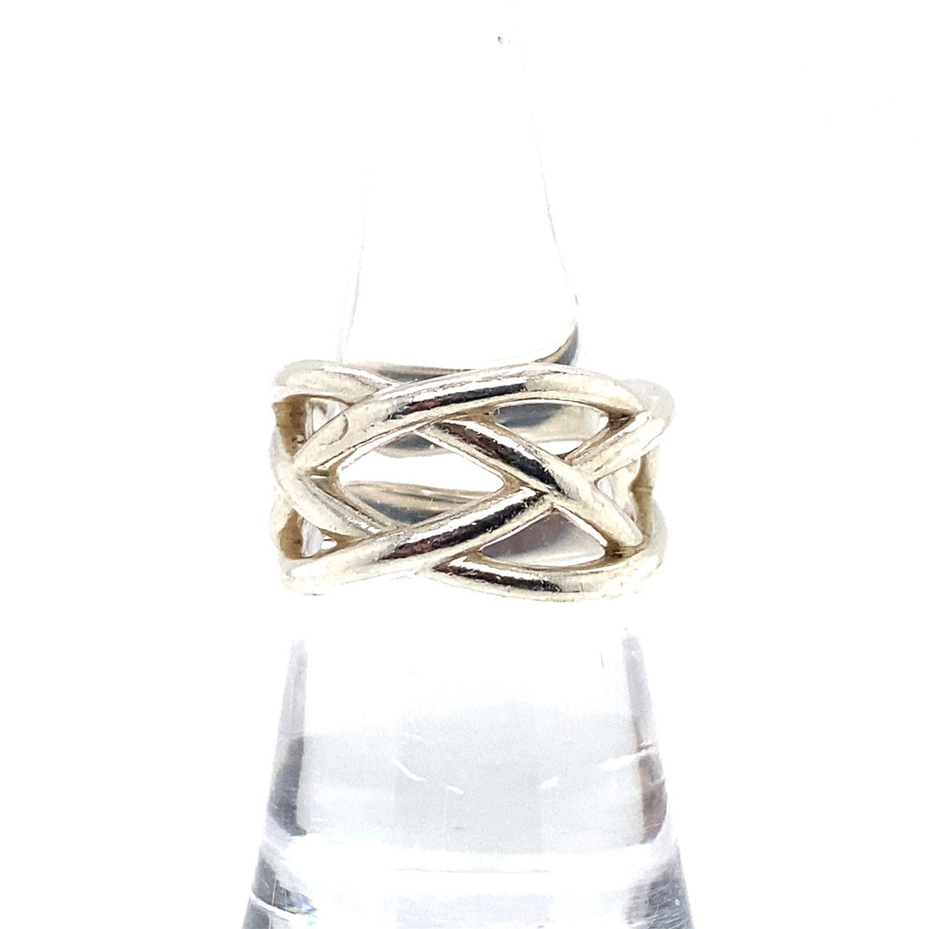 Tiffany & Co silver 925 ring open woven work, no stones size 7.25 (view 1)