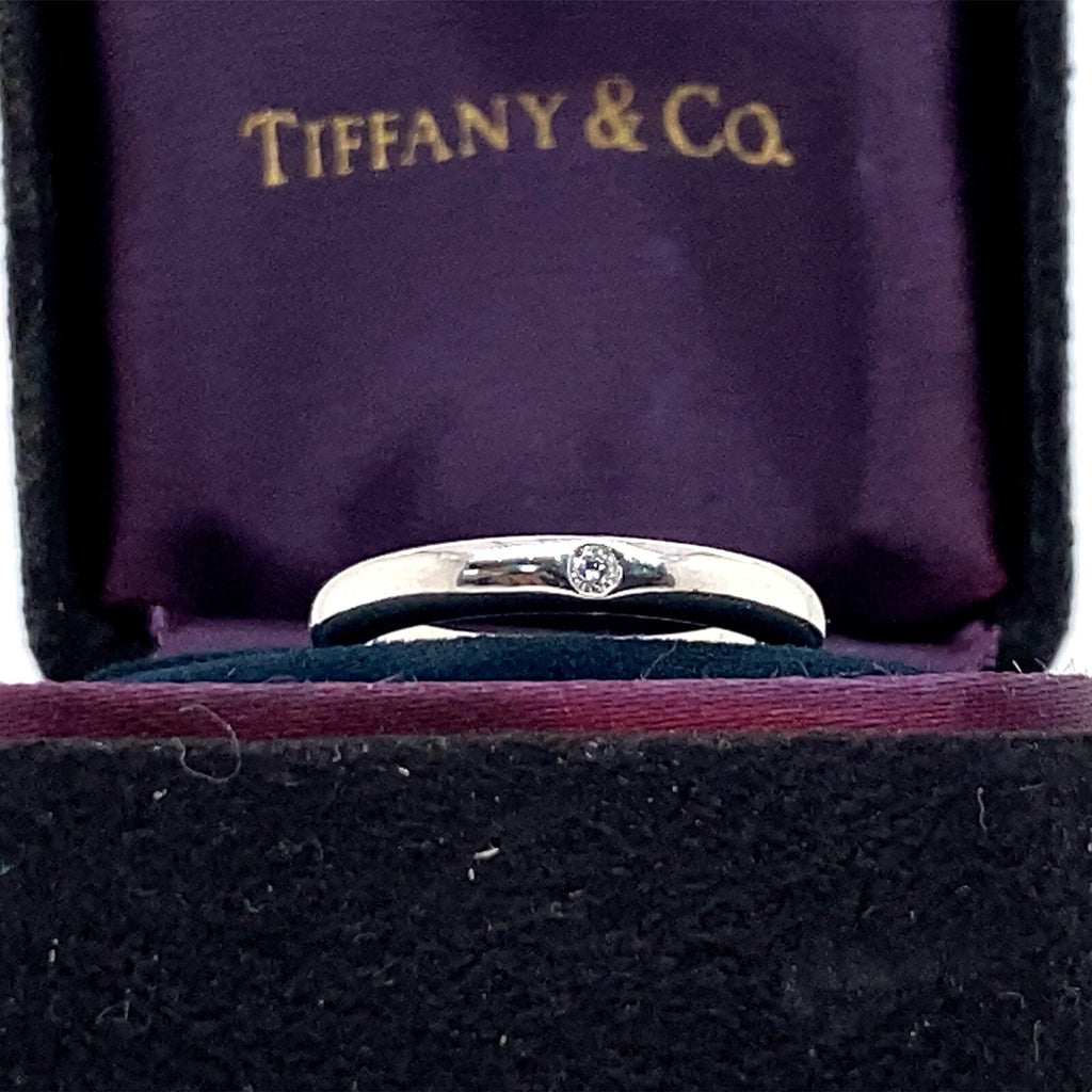 0.02ct Tiffany & Co. Elsa Peretti Platinum and Diamond 3mm Band Ring Size 4 — Certified Authentic | San Diego Jewelry Buyers