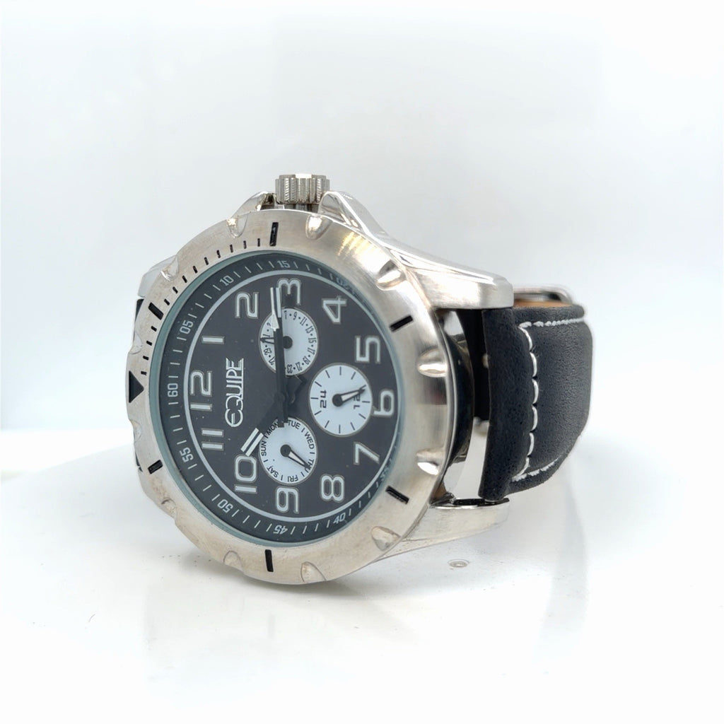 Equipe Turbo 44mm Black Leather Strap Men's Watch EQUT102 (view 9)