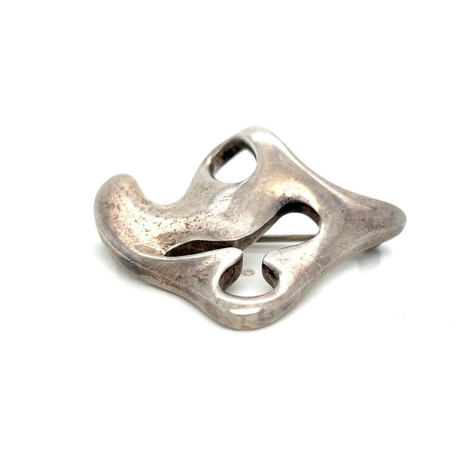 GEORG JENSEN AMOEBA BROOCH STERLING SILVER 925 VINTAGE DENMARK 322 STAMP — view 2