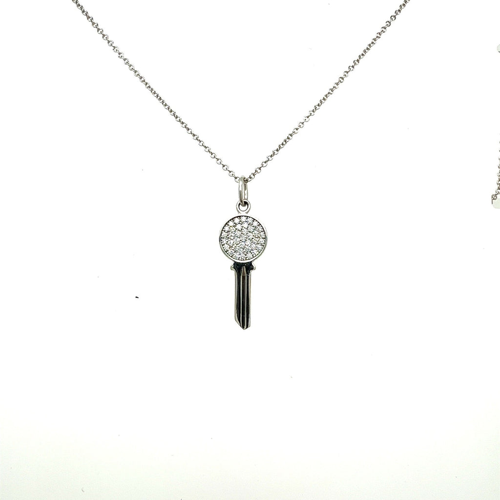 Tiffany & Co. 18k White Gold and Pave Diamond Modern Round Key (view 1)
