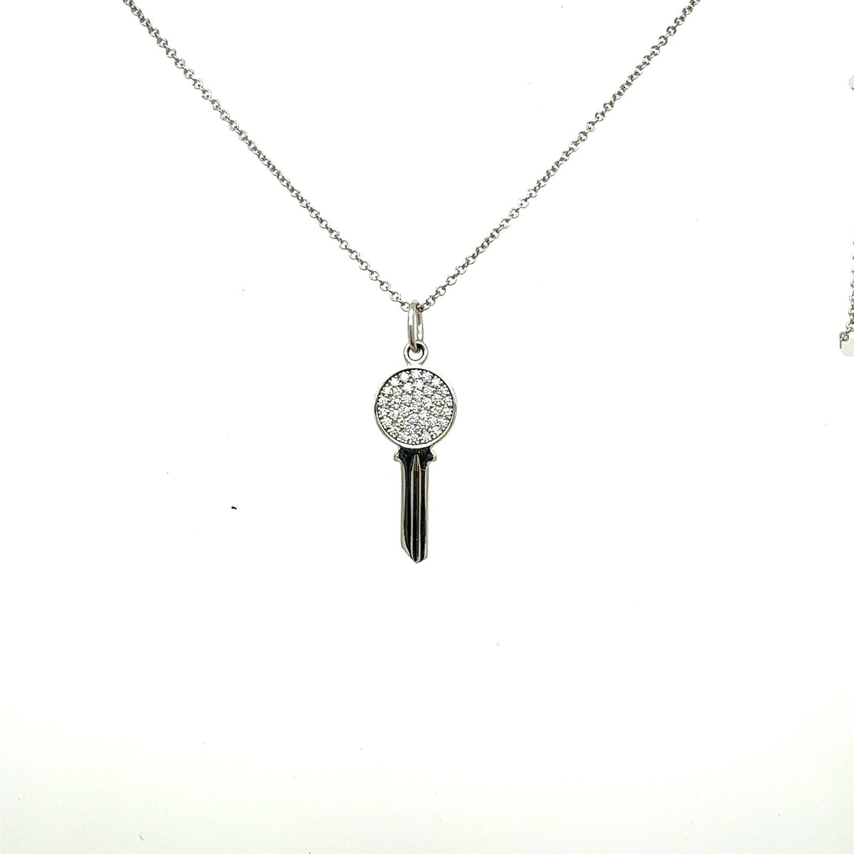 Tiffany & Co. 18k White Gold and Pave Diamond Modern Round Key (view 1)