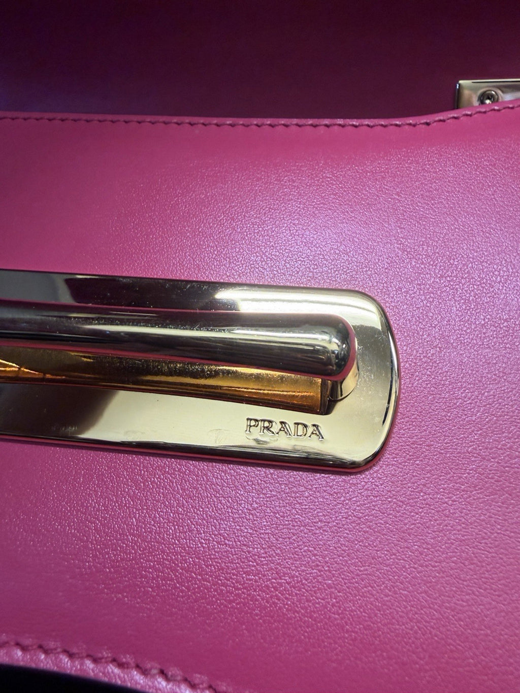 Prada Sidonie Calfskin Handbag Pink and Gold Chain Strap — view 14