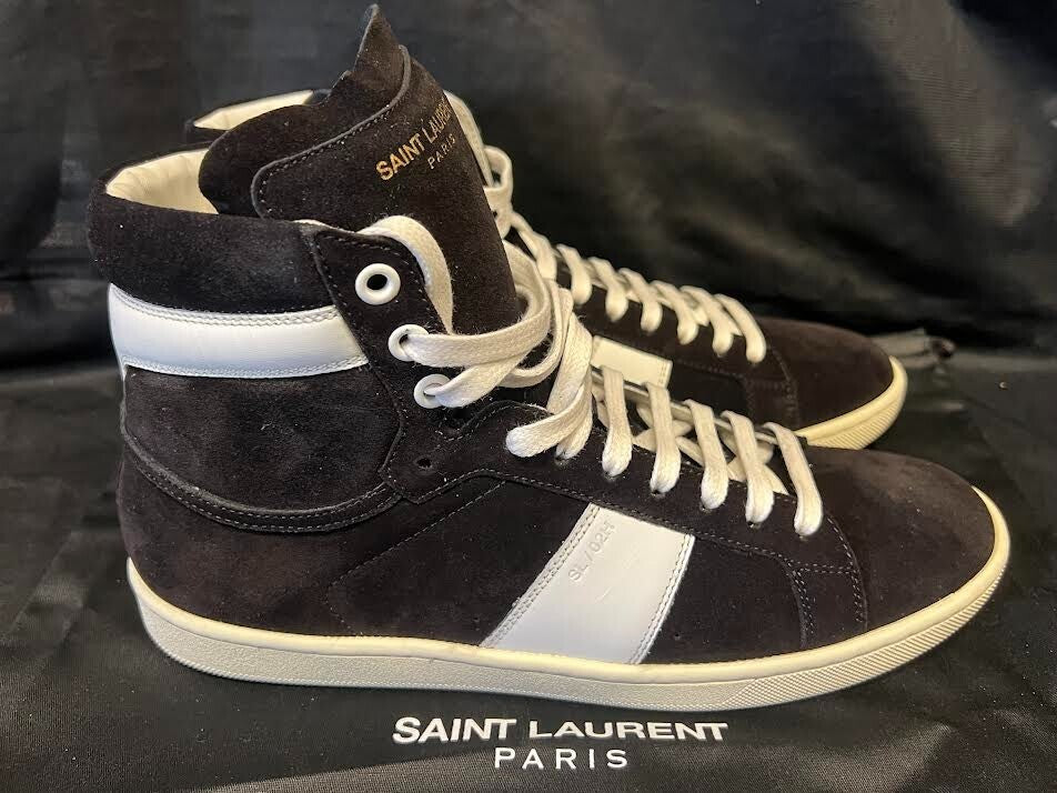 Saint Laurent SL/O2H High Top Sneakers Black and White Suede Size 39 (us 6) (view 2)