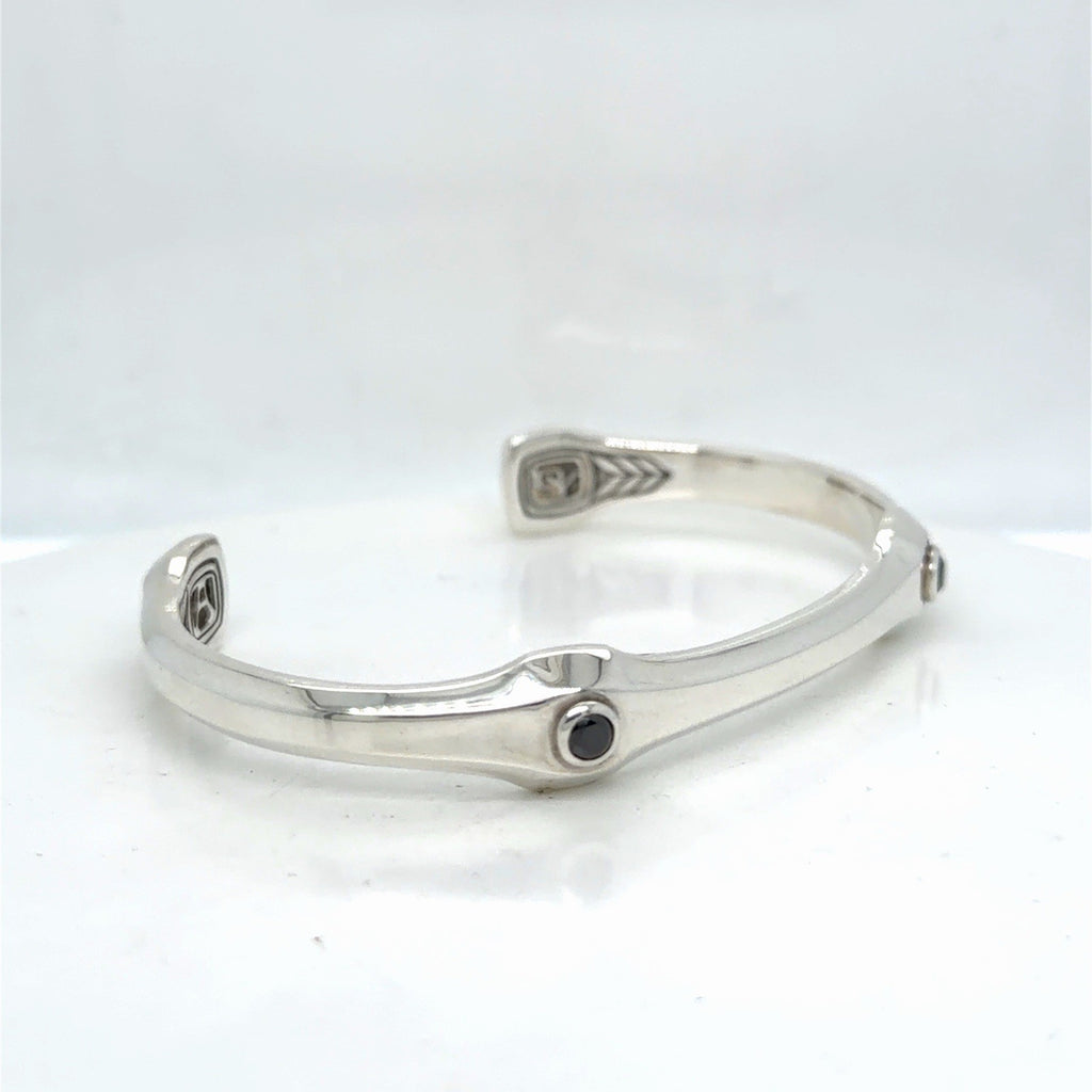 David Yurman Anvil Cuff Bracelet Sterling Silver Black Diamond Size Medium — view 8
