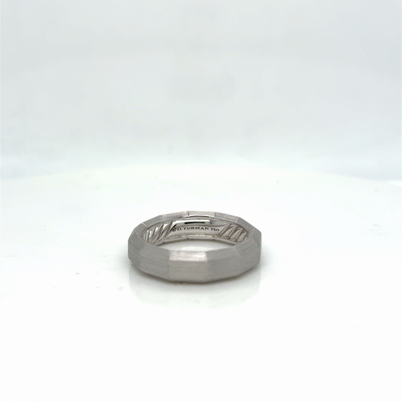 David Yurman Faceted Band Ring Brushed 18k White Gold 6 mm Size 8 — Certified Authentic | San Diego Jewelry Buyers