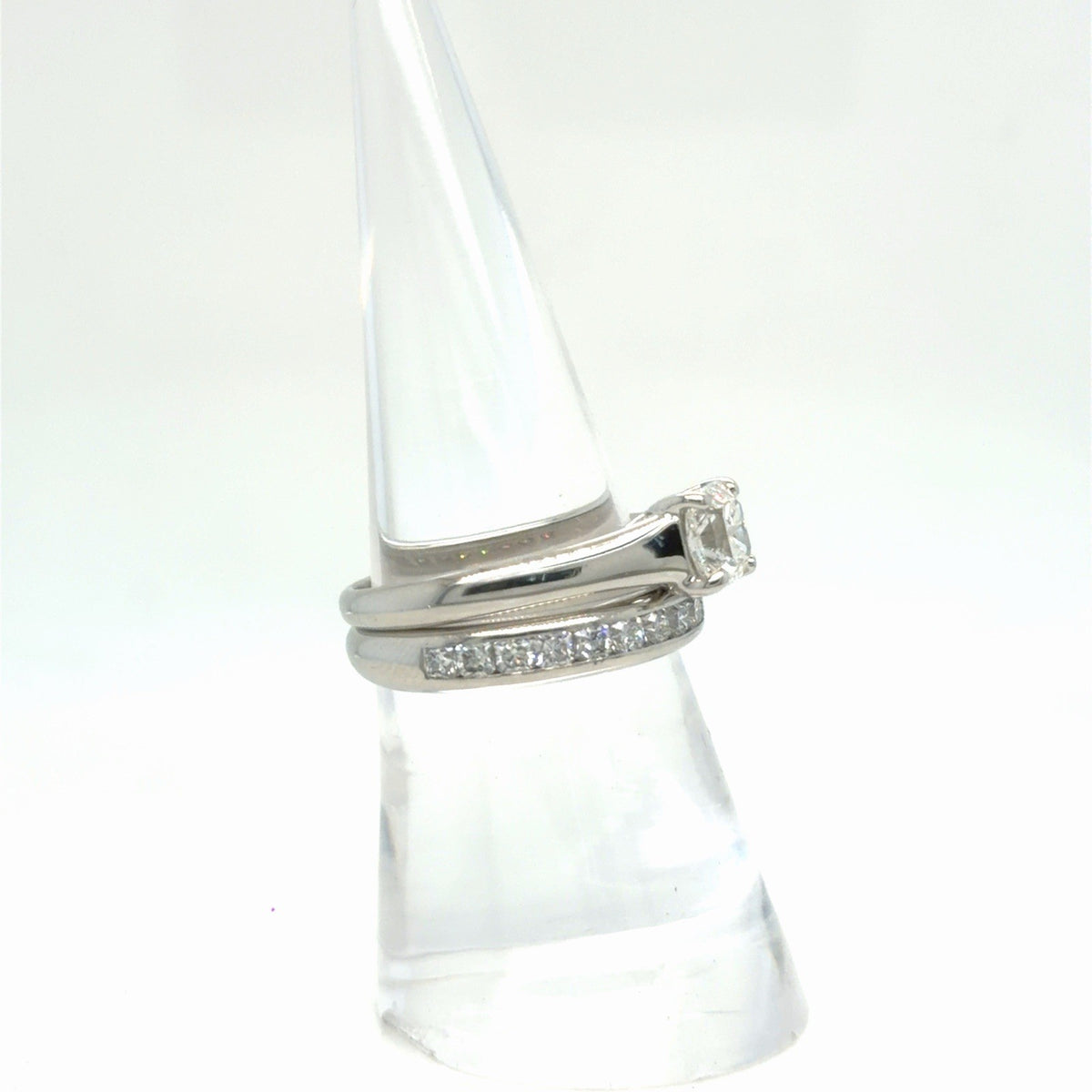 Tiffany & Co. Lucida Ring Set PT950 1.06ct Solitare & Channel Set Band Size 7.5 (view 3)