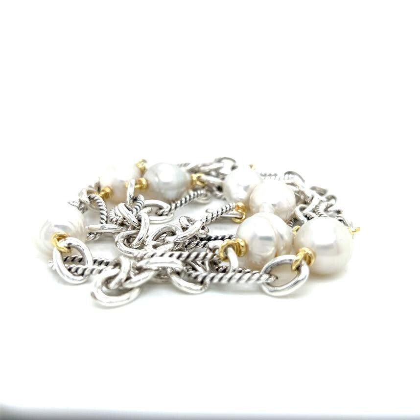 DAVID YURMAN PEARL CHAIN 36" NECKLACE GOLD AND SILVER — view 3