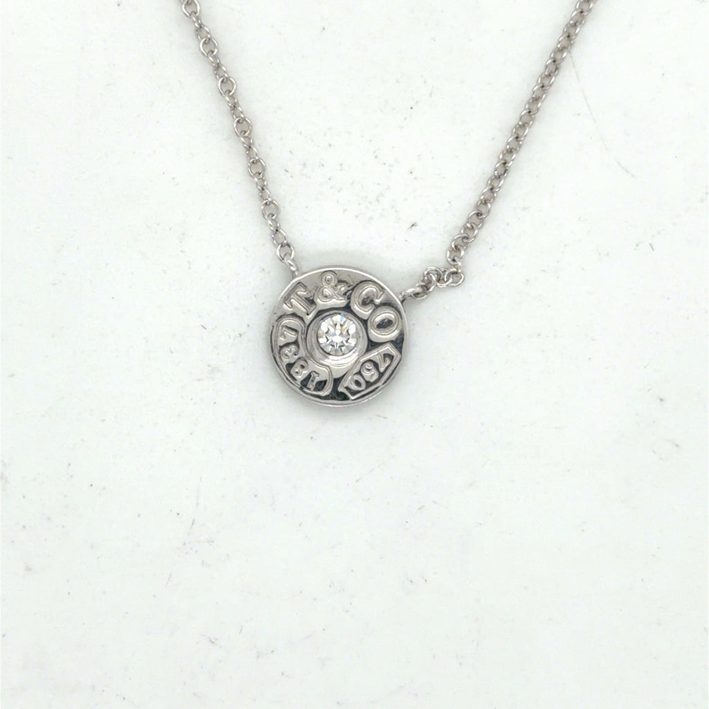 Tiffany & Co 18K WHITE GOLD necklace 1837 collection w/diamond 17in long & POUCH (view 1)