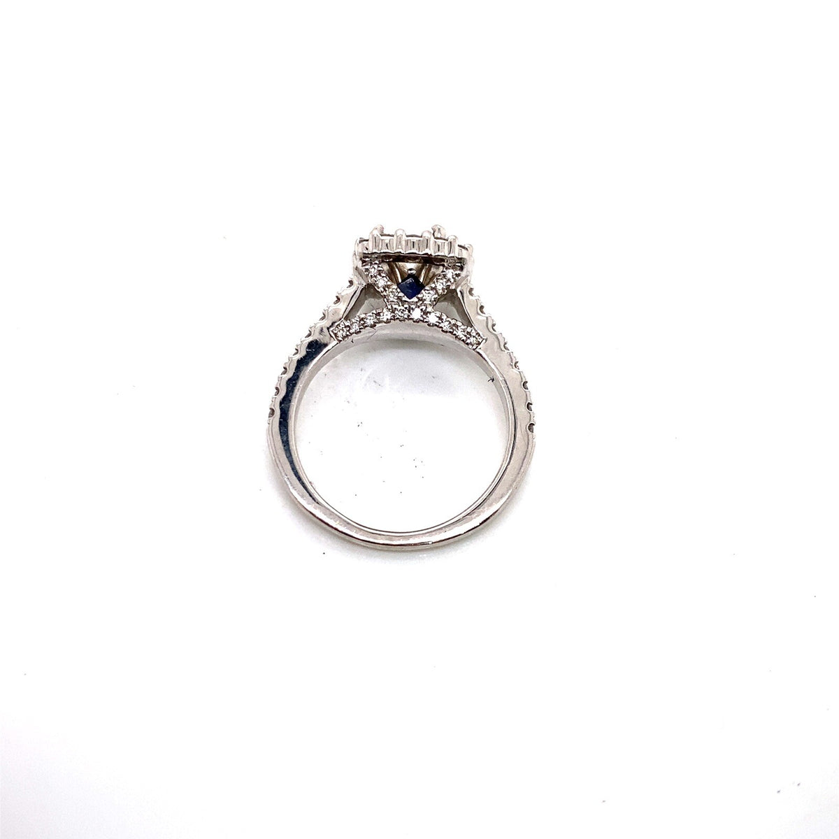 VERA WANG 14K white gold semi-mount diamond ring for round diamond center stone. (view 3)