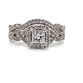 Neil Lane 1.41ctwa Princess cut diamond engagement ring wedding band set w/ Halo (view 1)