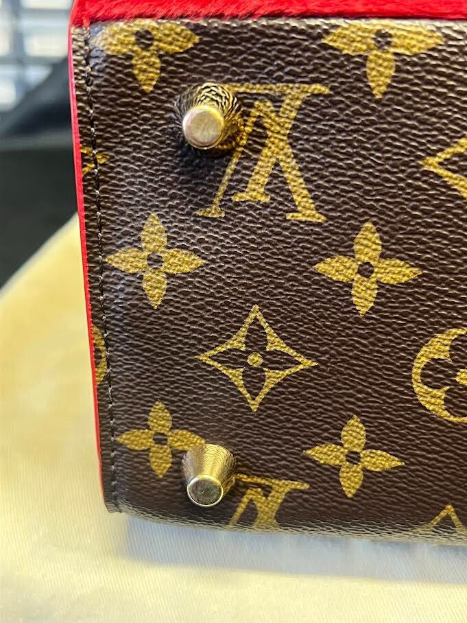 Louis Vuitton x Christian Louboutin Monogram Studded Red Calfhair Top Handle Bag (view 15)