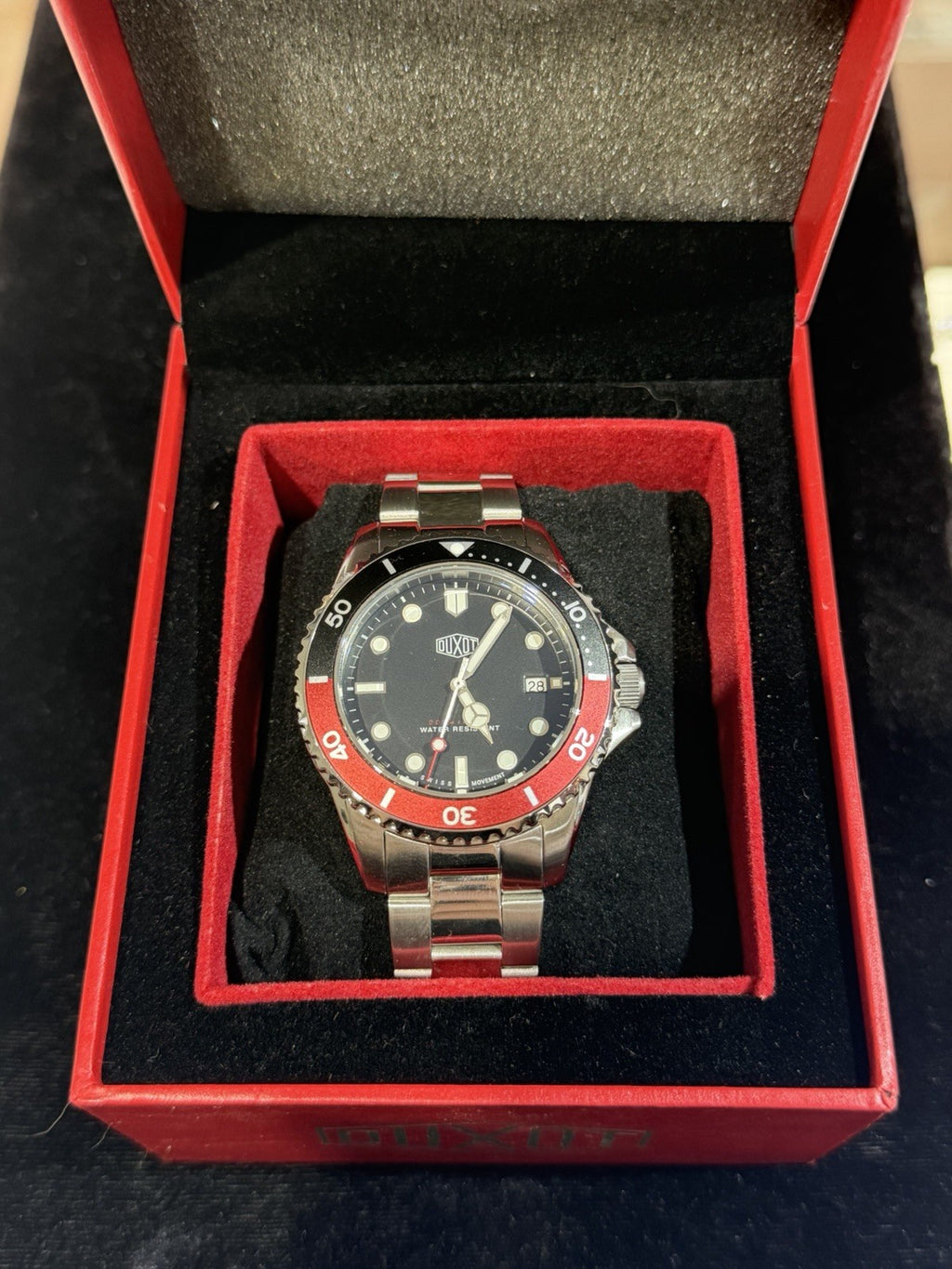Duxot Altum 42 mm Swiss Quartz Watch Black & Red "Coke" Bezel DX-2025-55 (view 15)
