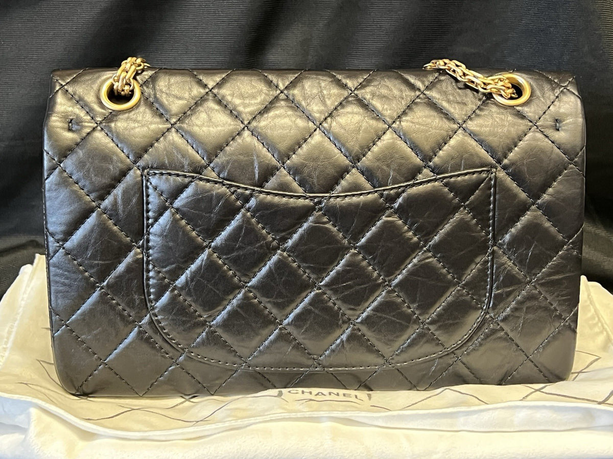 Chanel Large 2.55 Handbag Aged Calfskin & Gold-tone Metal Black & Organizer (view 4)